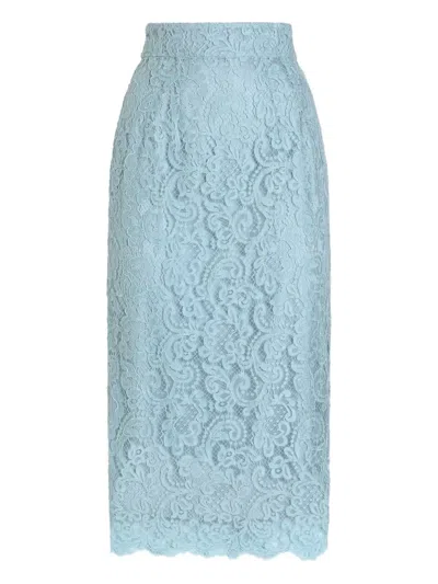 Dolce & Gabbana Lace Midi Skirt In Blue