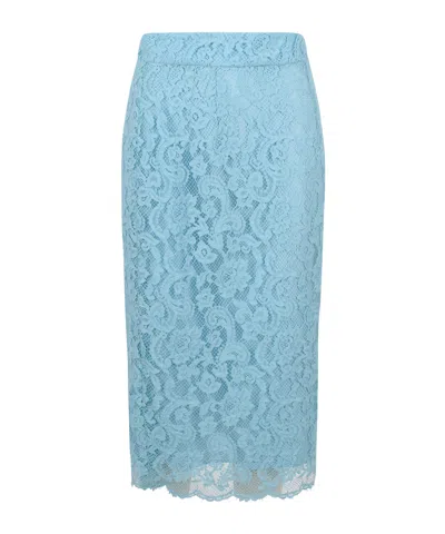 Dolce & Gabbana Lace Midi Skirt In Blue