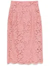 Dolce & Gabbana Lace Midi Skirt With Embroidered Logo In Powder