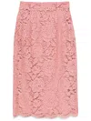 Dolce & Gabbana Lace Midi Skirt With Embroidered Logo In Pink