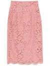 Dolce & Gabbana Lace Midi Skirt With Embroidered Logo In Multicolor