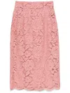 Dolce & Gabbana Lace Midi Skirt With Embroidered Logo In Pink & Purple