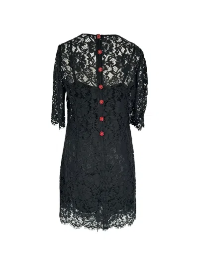Pre-owned Dolce & Gabbana Lace Mini Dress In Black