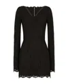 Dolce & Gabbana Black Stretch Silk Charmeuse Lace Dress In Black