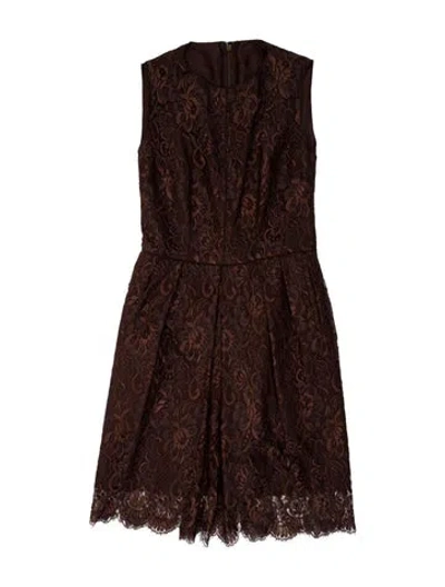 Pre-owned Dolce & Gabbana Lace Mini Dress In Brown