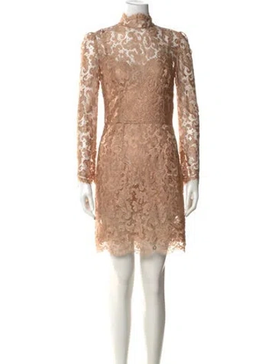 Pre-owned Dolce & Gabbana Lace Mini Dress In Brown