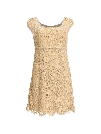 Pre-owned Dolce & Gabbana Lace Mini Dress In Neutrals