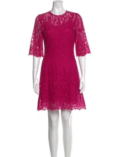 Pre-owned Dolce & Gabbana Lace Mini Dress In Pink