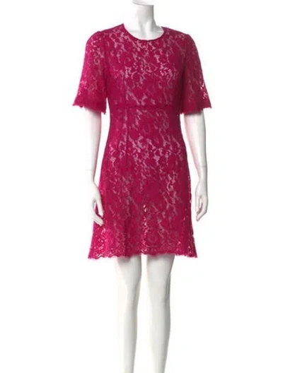 Pre-owned Dolce & Gabbana Lace Mini Dress In Pink