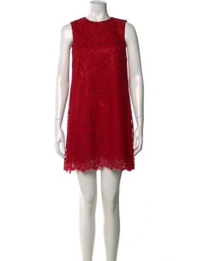 Pre-owned Dolce & Gabbana Lace Mini Dress In Red