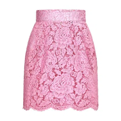 Dolce & Gabbana Lace Mini Skirt In Pink