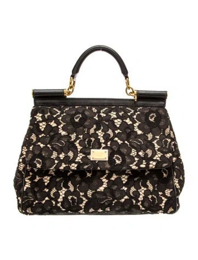 Pre-owned Dolce & Gabbana Lace Miss Sicily Large In Black
