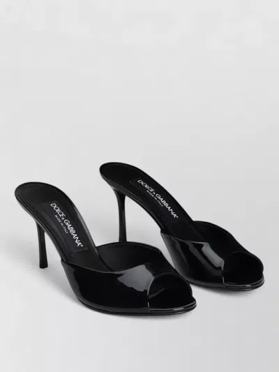 Dolce & Gabbana 75mm Vernice Patent Leather Mule Sandals In Black