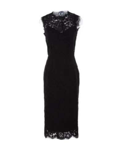 DOLCE & GABBANA LACE-OVERLAY FITTED SLEEVELESS DRESS