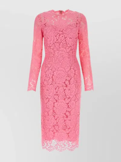 DOLCE & GABBANA LACE OVERLAY KNEE LENGTH DRESS