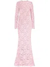Dolce & Gabbana Long Sleeve Lace Train Dress In Pink
