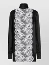 Dolce & Gabbana Lace Panel Blouse High Neck Long Sleeves In Multi