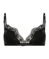 Dolce & Gabbana Satin Lace-trim Soft Triangle Bra In Black