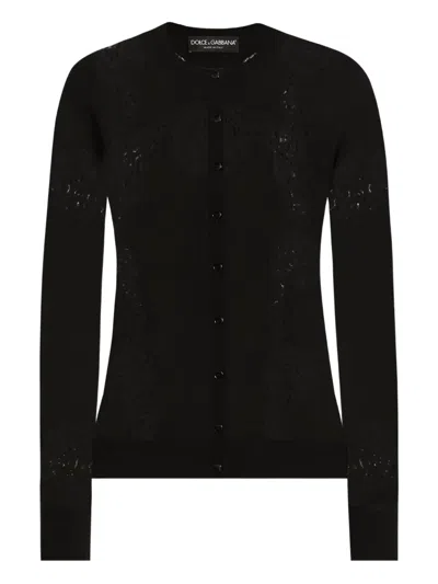 DOLCE & GABBANA LACE-PANEL CARDIGAN