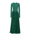 Dolce & Gabbana Silk-blend Lace And Pleated Chiffon Gown In Green