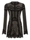 Dolce & Gabbana Lace-panel Long-sleeve Mini Dress In Black