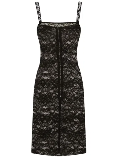 Dolce & Gabbana Short Lace Dress In Black