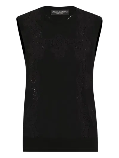 DOLCE & GABBANA LACE-PANEL SLEEVELESS TOP