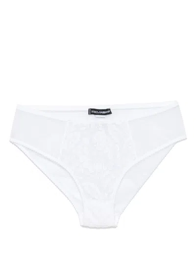 Dolce & Gabbana Lace-panel Tulle Briefs In White