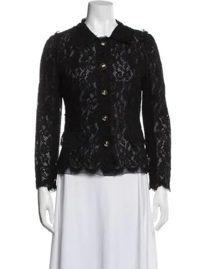 Pre-owned Dolce & Gabbana Lace Pattern Blazer In Black