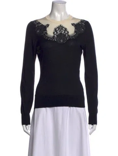 Pre-owned Dolce & Gabbana Lace Pattern Crew Neck Sweater In Black