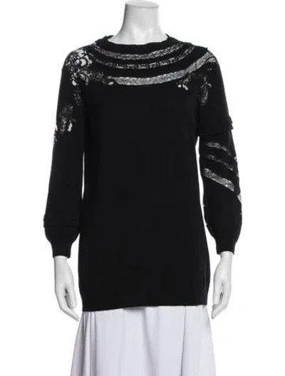 Pre-owned Dolce & Gabbana Lace Pattern Crew Neck Sweater In Blue