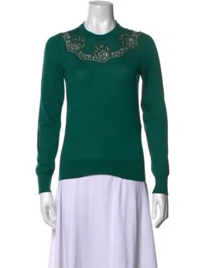 Pre-owned Dolce & Gabbana Lace Pattern Crew Neck Sweater In Green