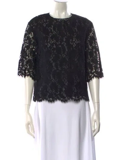 Pre-owned Dolce & Gabbana Lace Pattern Crew Neck Top In Black