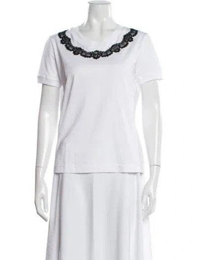 Pre-owned Dolce & Gabbana Lace Pattern Crew Neck T-shirt W/ Tags In White