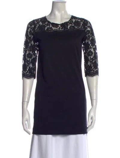 Pre-owned Dolce & Gabbana Lace Pattern Crew Neck Tunic In Black
