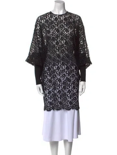 Pre-owned Dolce & Gabbana Lace Pattern Crew Neck Tunic In Black