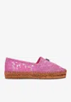 Dolce & Gabbana Lace-panel Logo-plaque Espadrilles In Pink