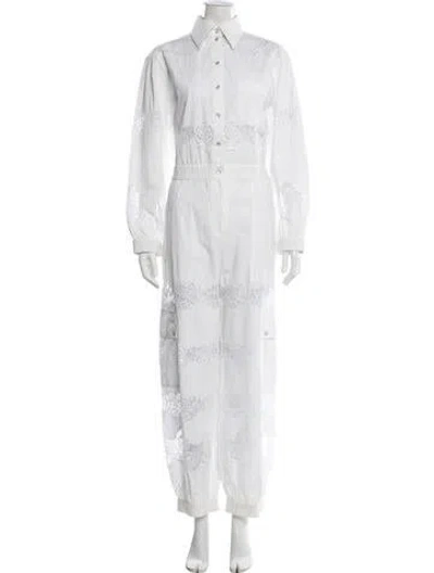 Pre-owned Dolce & Gabbana Lace Pattern Jumpsuit In White