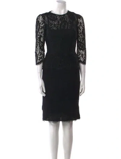 Pre-owned Dolce & Gabbana Lace Pattern Knee-length Dress In Black