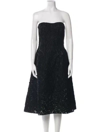 Pre-owned Dolce & Gabbana Lace Pattern Knee-length Dress In Black