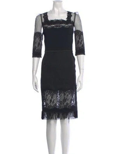 Pre-owned Dolce & Gabbana Lace Pattern Knee-length Dress In Black