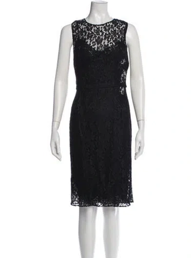 Pre-owned Dolce & Gabbana Lace Pattern Knee-length Dress In Black