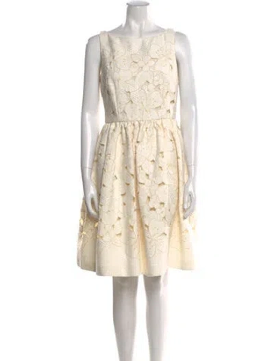 Pre-owned Dolce & Gabbana Lace Pattern Knee-length Dress In Neutral