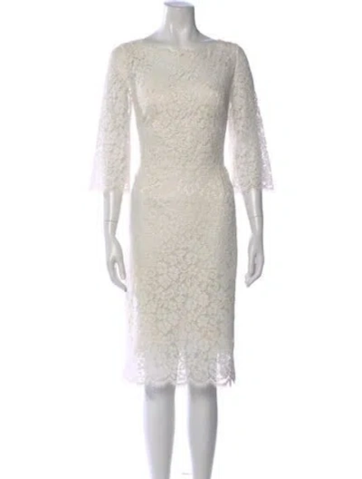 Pre-owned Dolce & Gabbana Lace Pattern Knee-length Dress In Neutral