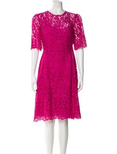 Pre-owned Dolce & Gabbana Lace Pattern Knee-length Dress In Pink