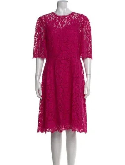Pre-owned Dolce & Gabbana Lace Pattern Knee-length Dress In Pink