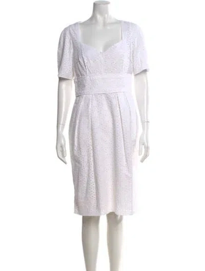 Pre-owned Dolce & Gabbana Lace Pattern Knee-length Dress In White
