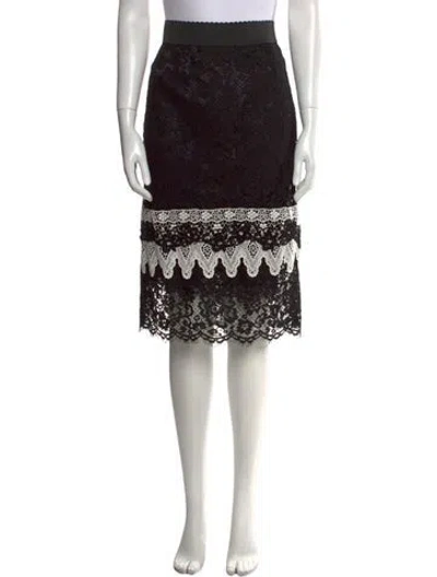 Pre-owned Dolce & Gabbana Lace Pattern Knee-length Skirt In Black
