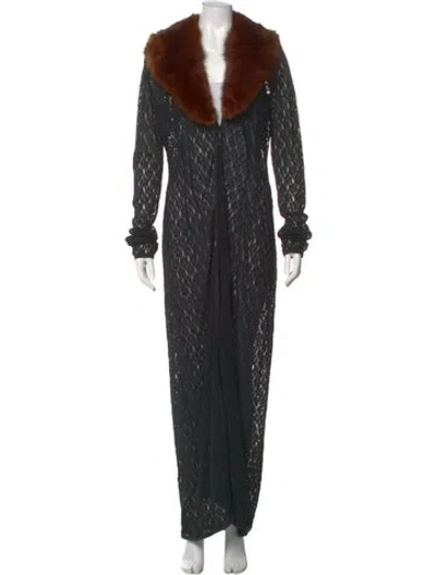 Pre-owned Dolce & Gabbana Lace Pattern Long Dress In Black