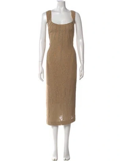 Pre-owned Dolce & Gabbana Lace Pattern Long Dress In Neutral
